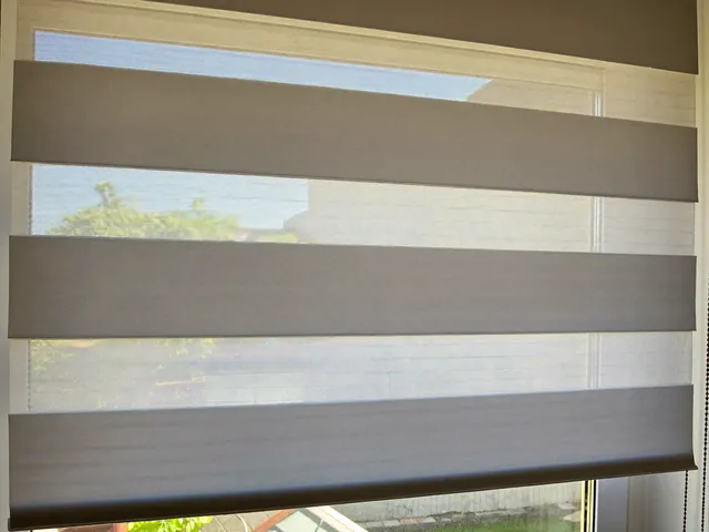 Day-night zebra roller blind with alternating stripes